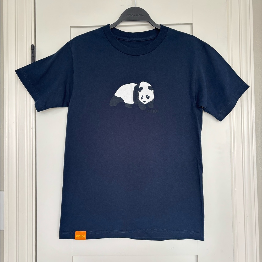 Enjoi Navy T-shirt with Small Panda Logo Tag skate graphic tee streetwear - Picture 4 of 8